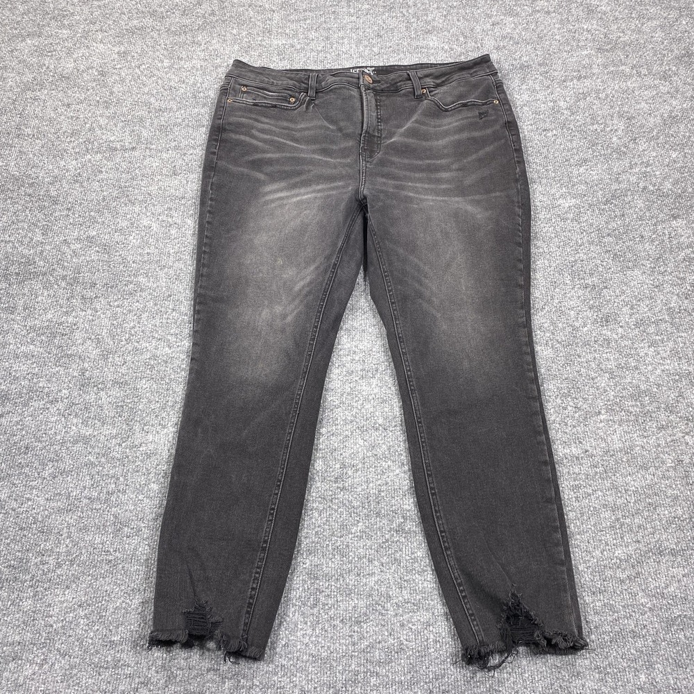 Terra & Sky Jeans Womens 20W Charcoal High Rise Skinny Distressed Denim Plus